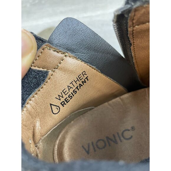 Vionic Joslyn Women's Bootie Biker Ankle Side Zip Heel Boot Leather Gray 9 Shoes - Picture 9 of 13